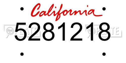5281218 California License Plate