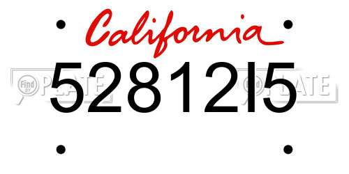 52812I5 California License Plate