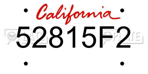 52815F2 California License Plate