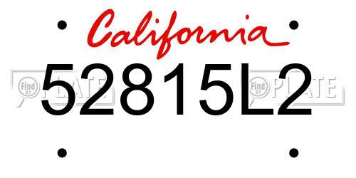 52815L2 California License Plate