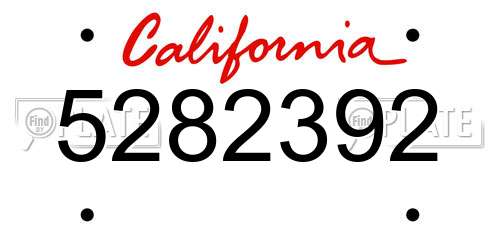 5282392 California License Plate