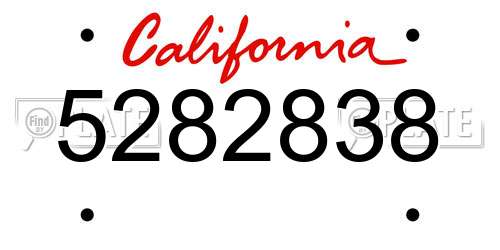 5282838 California License Plate