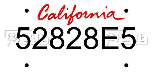52828E5 California License Plate