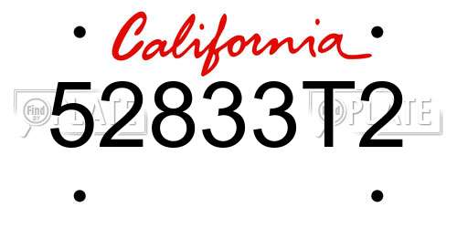 52833T2 California License Plate