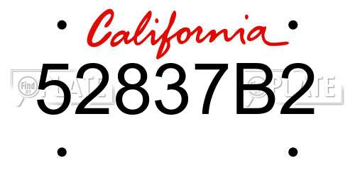 52837B2 California License Plate