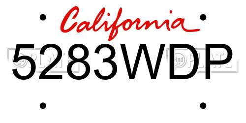 5283WDP California License Plate