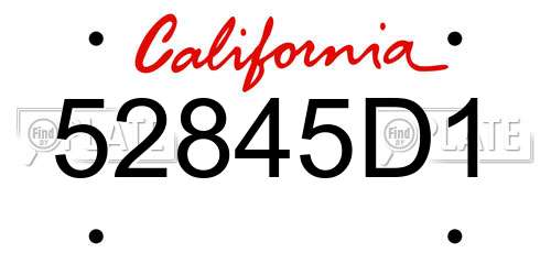 52845D1 California License Plate