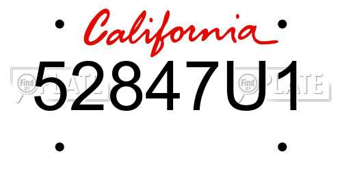52847U1 California License Plate