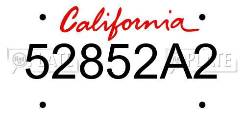 52852A2 California License Plate