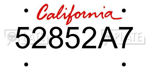 52852A7 California License Plate