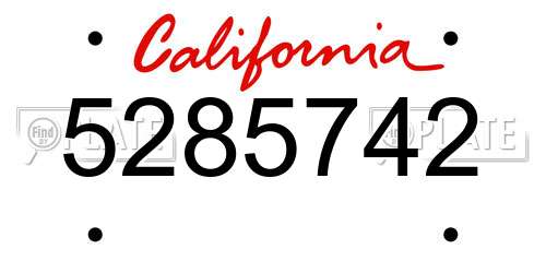 5285742 California License Plate