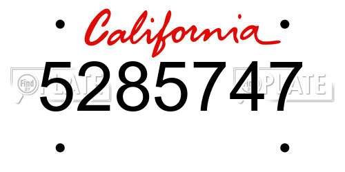5285747 California License Plate