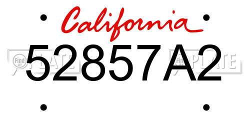 52857A2 California License Plate