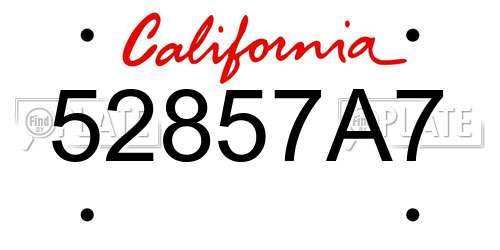 52857A7 California License Plate