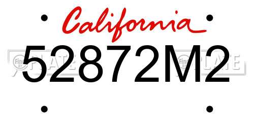 52872M2 California License Plate
