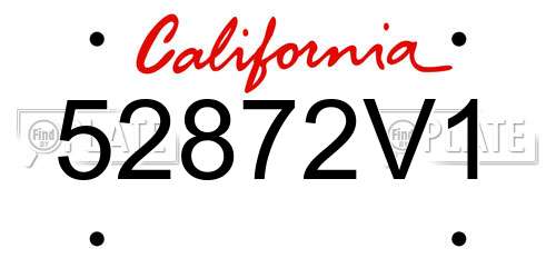 52872V1 California License Plate