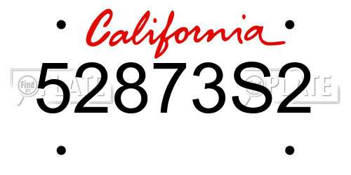 52873S2 California License Plate