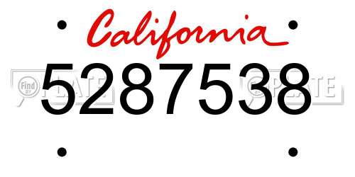 5287538 California License Plate
