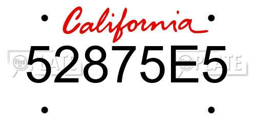 52875E5 California License Plate
