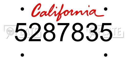 5287835 California License Plate