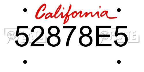 52878E5 California License Plate