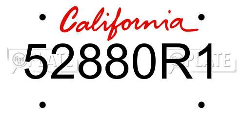 52880R1 California License Plate