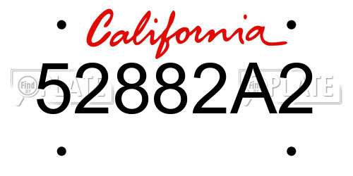 52882A2 California License Plate