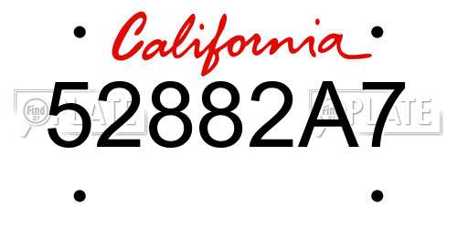 52882A7 California License Plate