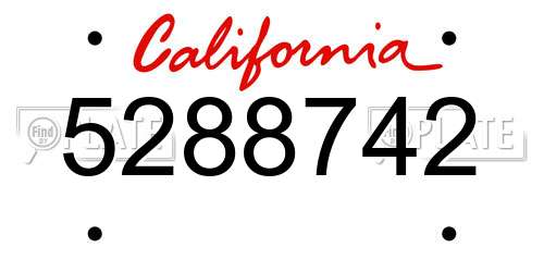 5288742 California License Plate