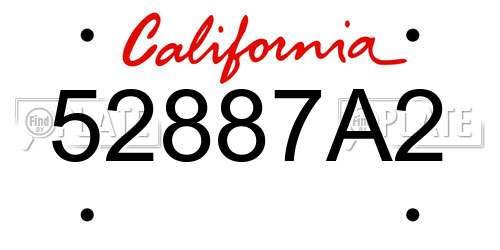 52887A2 California License Plate