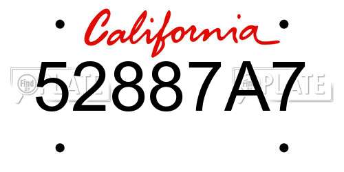 52887A7 California License Plate