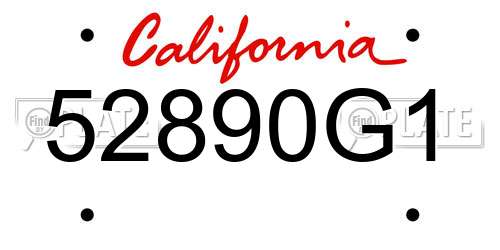 52890G1 California License Plate