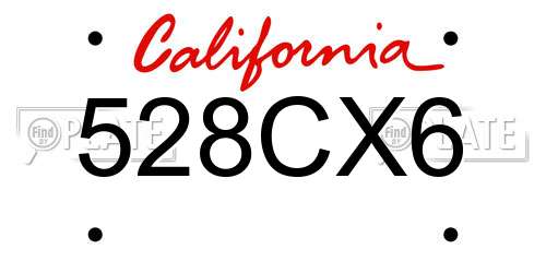 528CX6 California License Plate