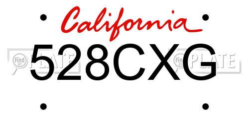 528CXG California License Plate