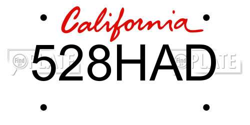 528HAD California License Plate