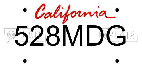 528MDG California License Plate