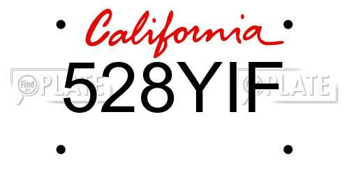 528YIF California License Plate