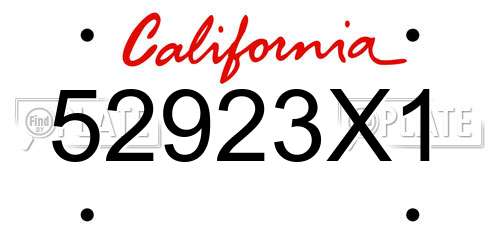 52923X1 California License Plate
