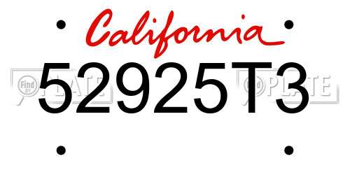 52925T3 California License Plate