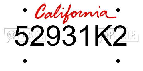 52931K2 California License Plate