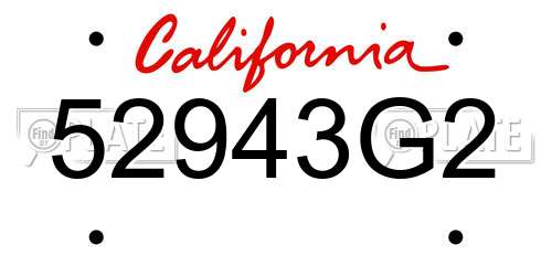 52943G2 California License Plate