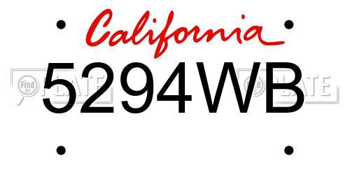 5294WB California License Plate