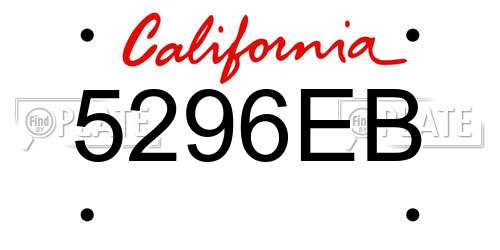5296EB California License Plate