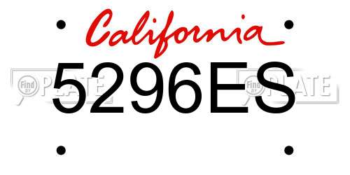 5296ES California License Plate