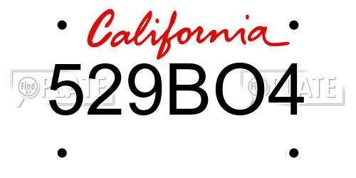 529BO4 California License Plate