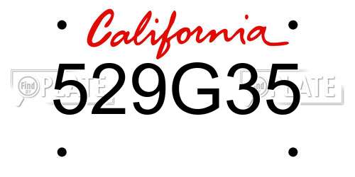 529G35 California License Plate