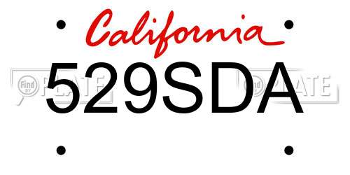 529SDA California License Plate