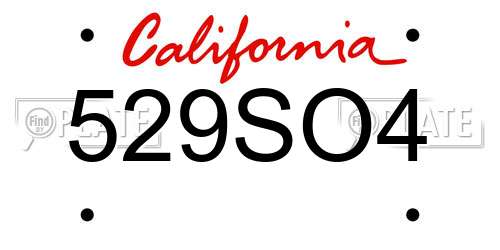 529SO4 California License Plate