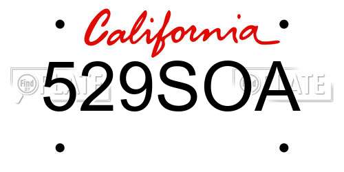529SOA California License Plate