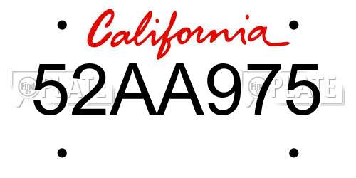 52AA975 California License Plate